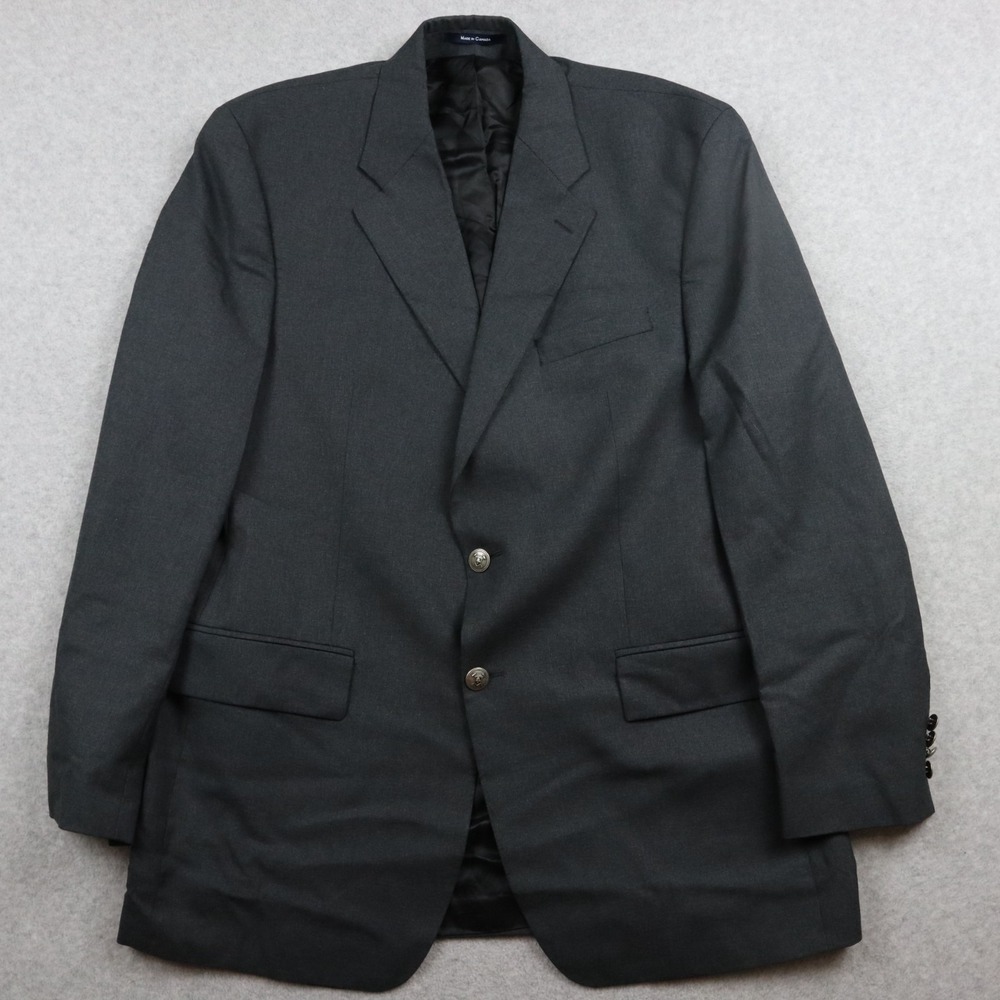 Chaps Ralph Lauren Blazer Mens 43L Wool 2-Button Suit Jacket Coat Formal Gray